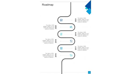 Roadmap Online Marketing Proposal One Pager Sample Example Document