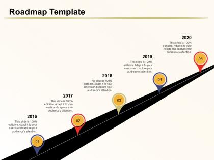 Roadmap template 2016 to 2020 years ppt powerpoint presentation templates