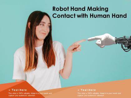 Robot hand making contact with human hand
