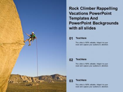 Rock climber rappelling vacations templates and powerpoint backgrounds with all slides