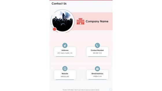 Rock Concert Investment Contact Us One Pager Sample Example Document