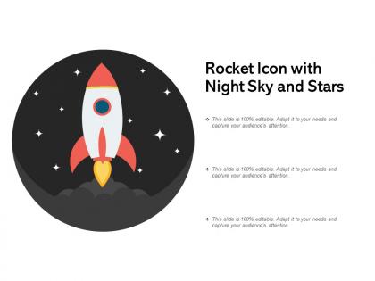 Rocket icon with night sky and stars