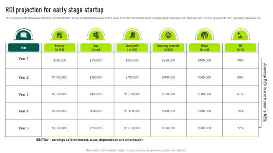 ROI Projection For Early Stage Startup Marketing Your Startup Best Strategy SS V