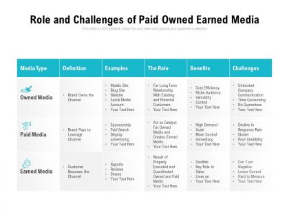 Role and challenges of paid owned earned media
