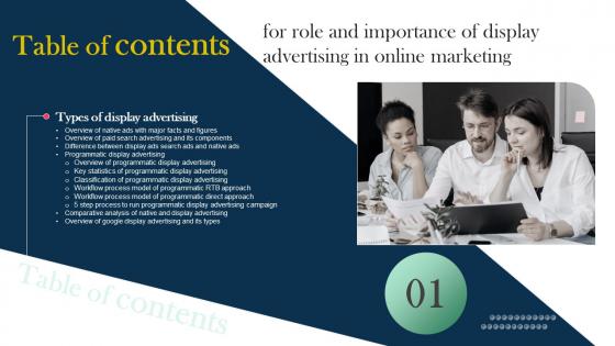 Role And Importance Of Display Advertising In Online Marketing table Of Contents MKT SS V