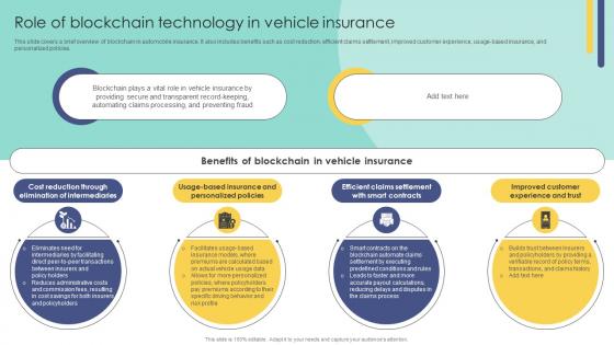Role Of Blockchain Technology In Vehicle Insurance Blockchain In Insurance Industry Exploring BCT SS