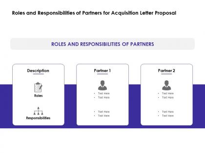 Roles and responsibilities of partners for acquisition letter proposal ppt slides