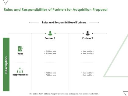 Roles and responsibilities of partners for acquisition proposal ppt powerpoint presentation slides
