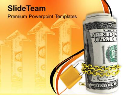 Roll of us dollars chained and locked powerpoint templates ppt themes and graphics 0113