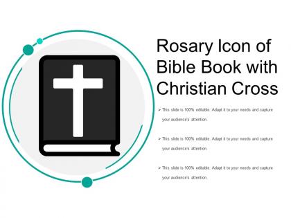 Rosary icon of bible book with christian cross