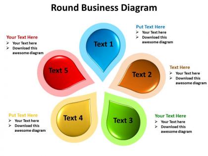 Round business diagram 5 stages shown by pertals of a flower powerpoint templates 0712