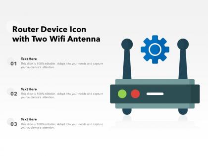 Router device icon with two wifi antenna