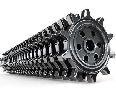 Row of black gears stock photo