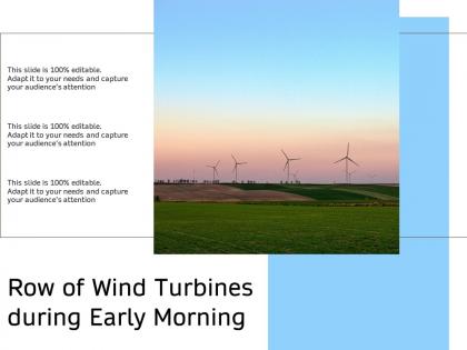 Row of wind turbines during early morning