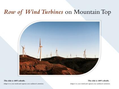 Row of wind turbines on mountain top