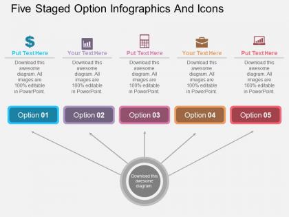Rr five staged option infographics and icons flat powerpoint design
