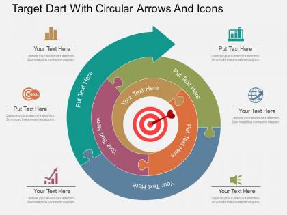Ru target dart with circular arrows and icons flat powerpoint design