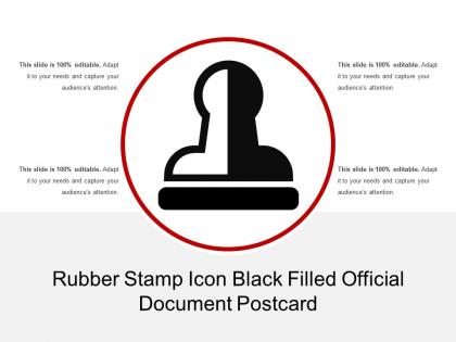 Rubber stamp icon black filled official document postcard