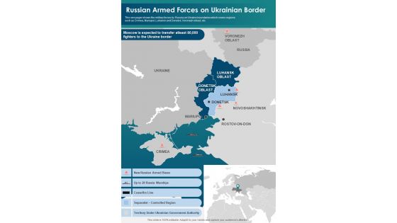 Russian Armed Forces On Ukrainian Border Russia Ukraine War Map One Pager Sample Example Document