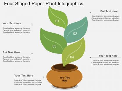 Ry four staged paper plant infographics flat powerpoint design