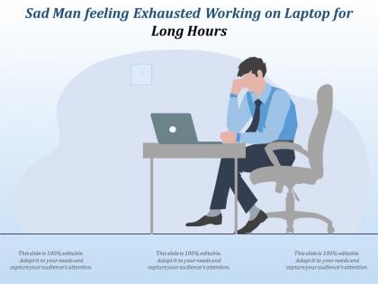 Sad man feeling exhausted working on laptop for long hours