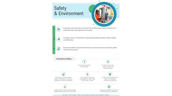 Safety And Environment Pipeline Proposal One Pager Sample Example Document