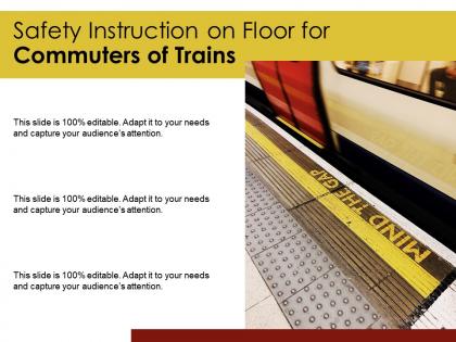 Safety instruction on floor for commuters of trains