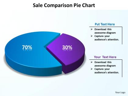 Sale comparison pie chart data driven with piece coming out powerpoint diagram templates graphics 712
