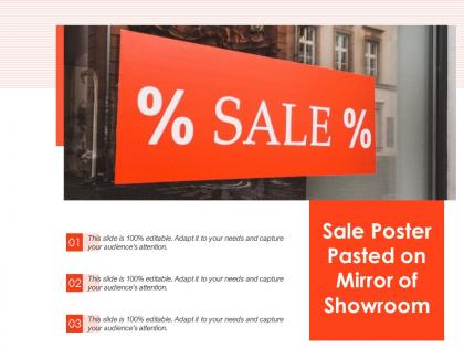 Sale poster pasted on mirror of showroom
