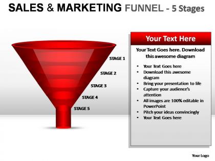 Sales and marketing funnel 5 stages powerpoint presentation slides