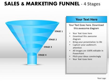 Sales and marketing funnel with 4 stages