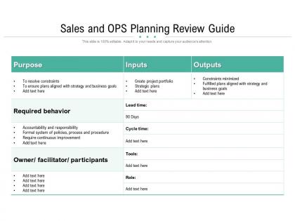 Sales and ops planning review guide