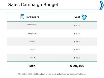 Sales campaign budget cost ppt powerpoint presentation portfolio slide portrait