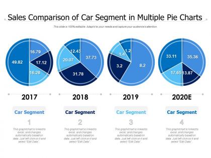Sales comparison of car segment in multiple pie charts
