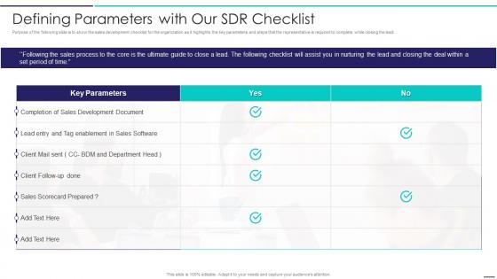 Sales Development Representative Playbook Defining Parameters With Our Sdr Checklist