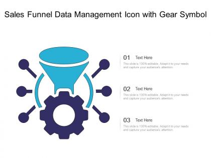 Sales funnel data management icon with gear symbol