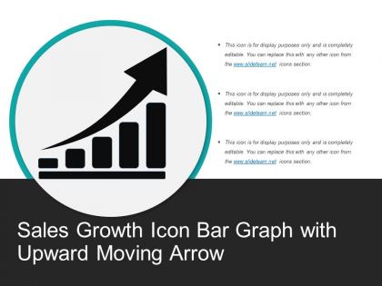 Sales growth icon bar graph with upward moving arrow