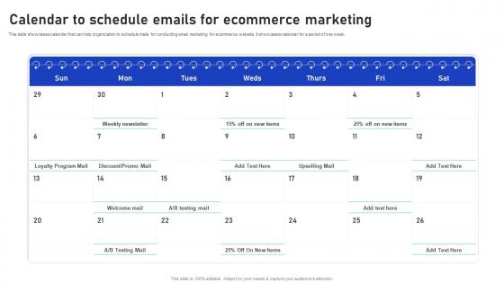 Sales Growth Strategies Calendar To Schedule Emails For Ecommerce Marketing