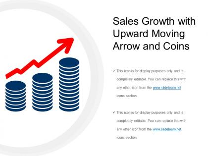 Sales growth with upward moving arrow and coins
