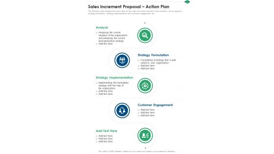 Sales Increment Proposal Action Plan One Pager Sample Example Document
