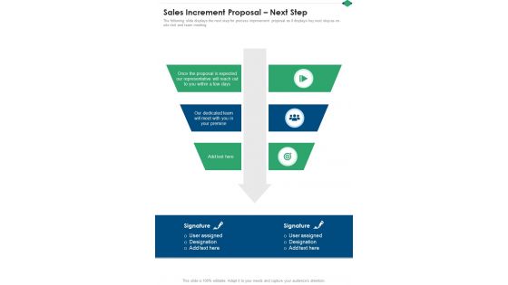 Sales Increment Proposal Next Step One Pager Sample Example Document