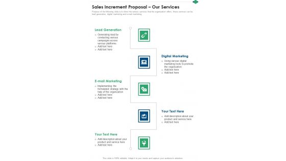 Sales Increment Proposal Our Services One Pager Sample Example Document