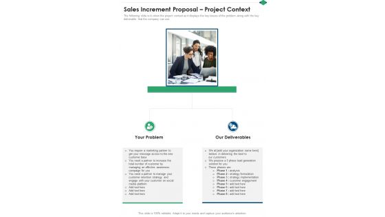 Sales Increment Proposal Project Context One Pager Sample Example Document