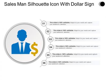 Sales man silhouette icon with dollar sign ppt design