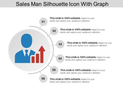 Sales man silhouette icon with graph ppt diagrams