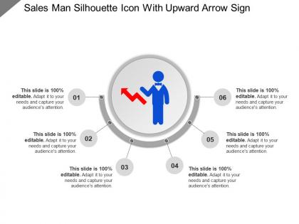 Sales man silhouette icon with upward arrow sign ppt example file