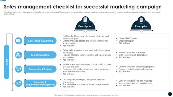 Sales Management Checklist For Successful Marketing Campaign