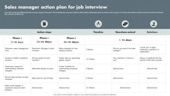 Sales Manager Action Plan For Job Interview