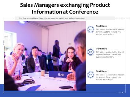 Sales managers exchanging product information at conference