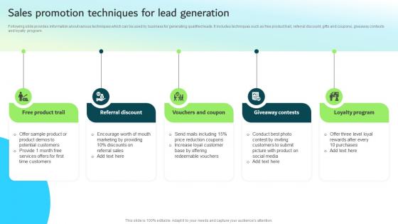 Sales Promotion Techniques For Lead Generation Strategic Guide For Integrated Marketing